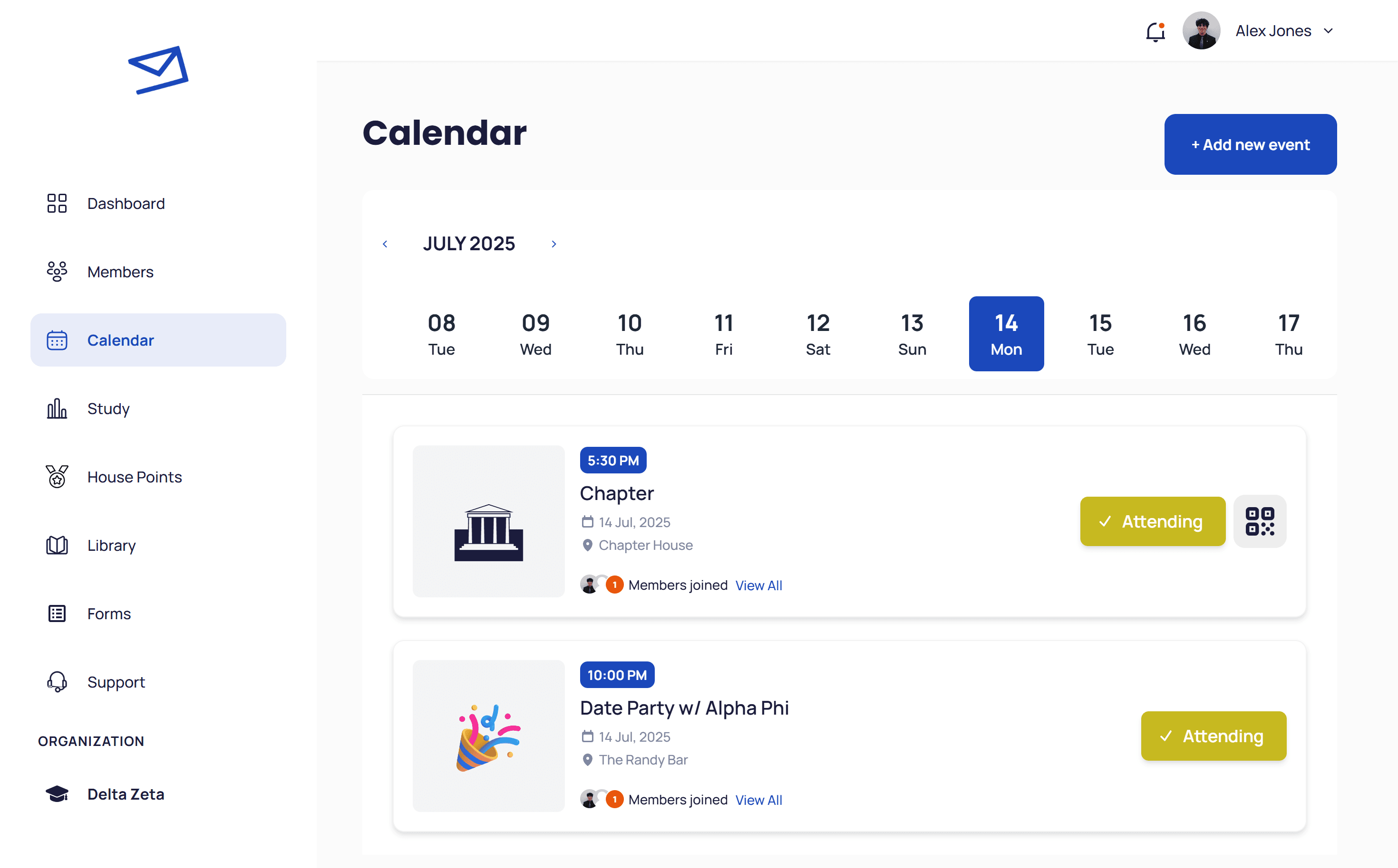 calendar interface screenshot