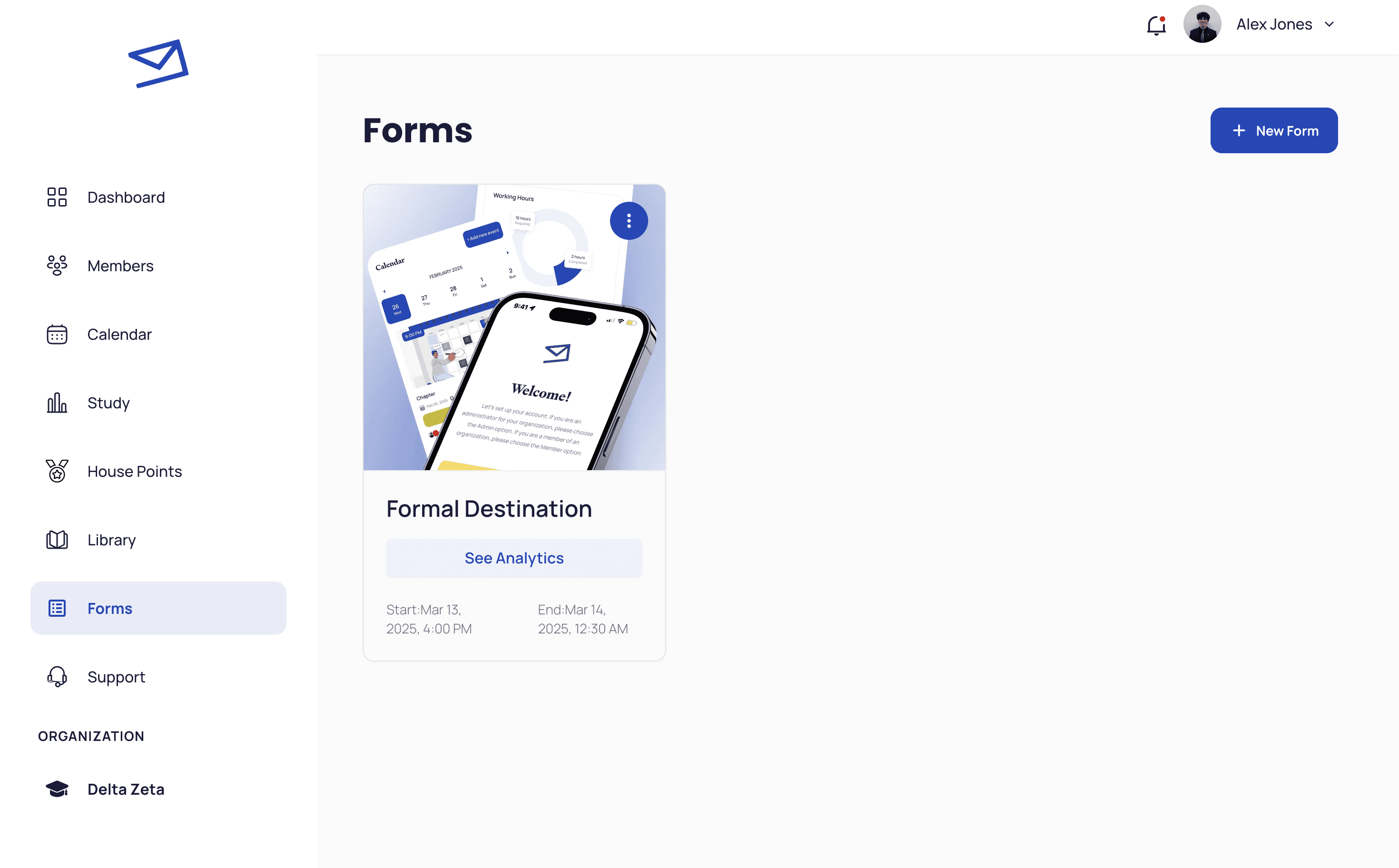 forms interface screenshot