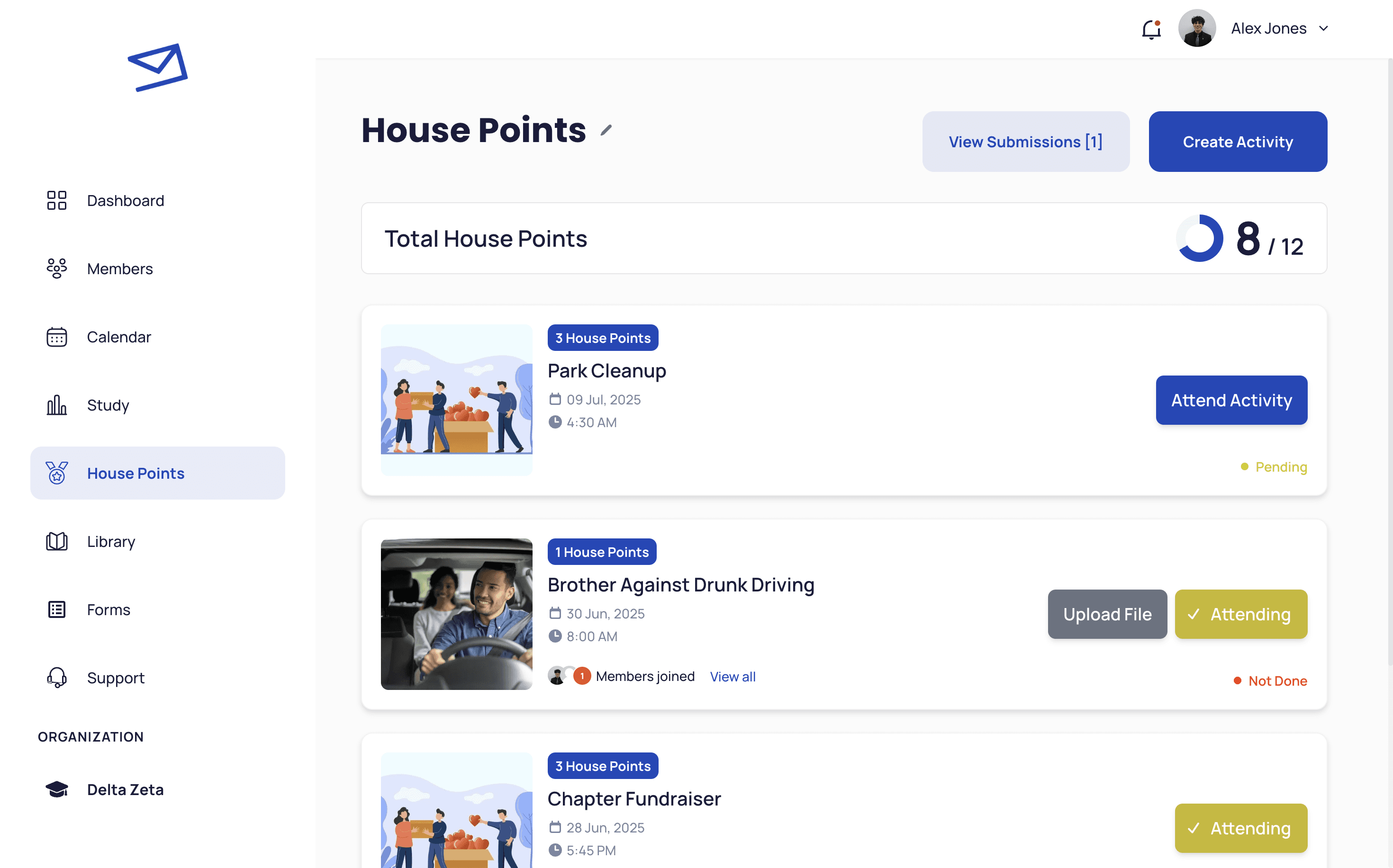 house points interface screenshot
